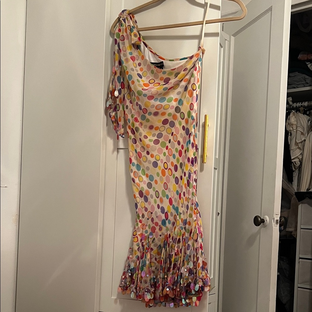 Terani Couture Multicolor One-Shoulder Dress